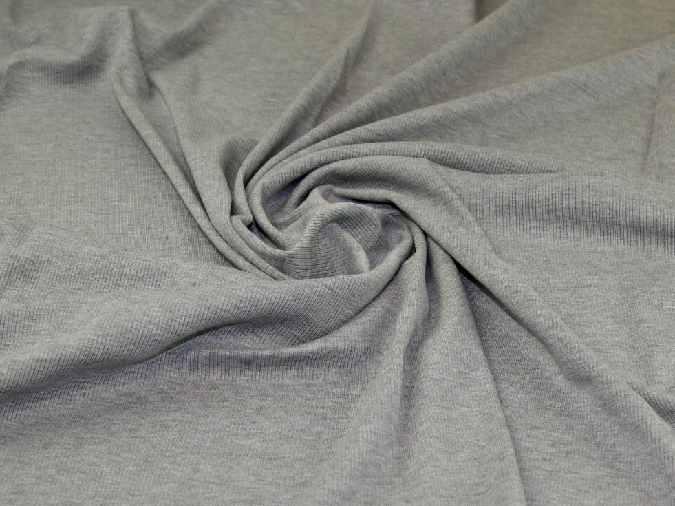 Grey Deadstock Soft Viscose Rib Stretch Knit Fabric