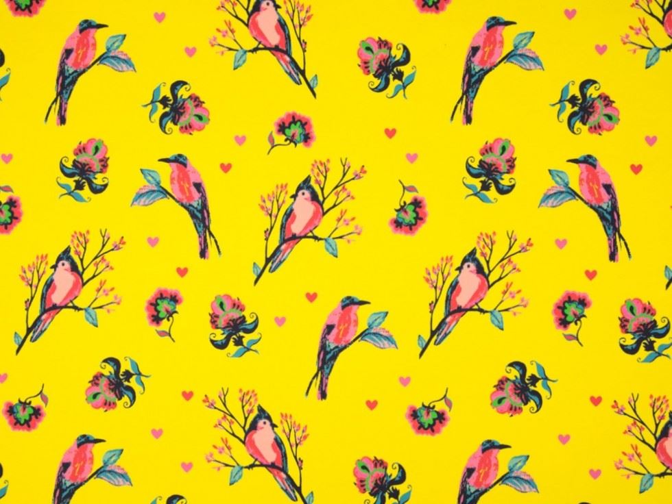 Yellow Deadstock Loop Back French Terry Stretch Knit Fabric