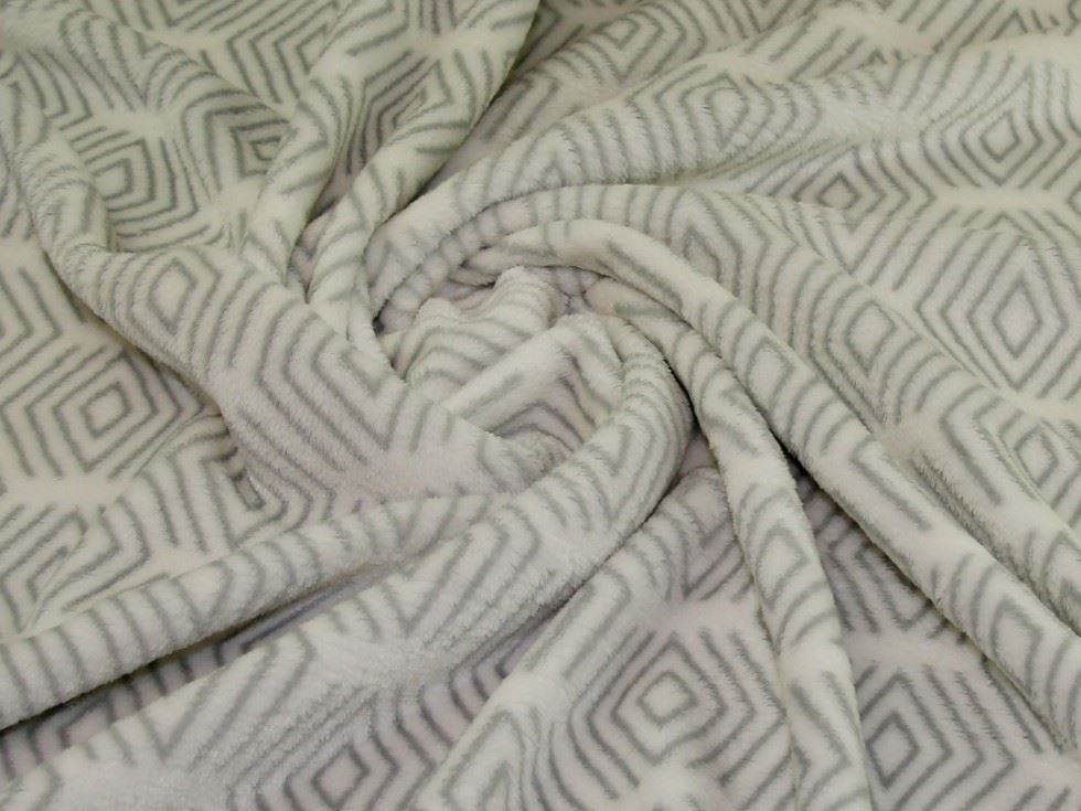 White & Grey Deadstock Plush Cuddle Fleece Fabric