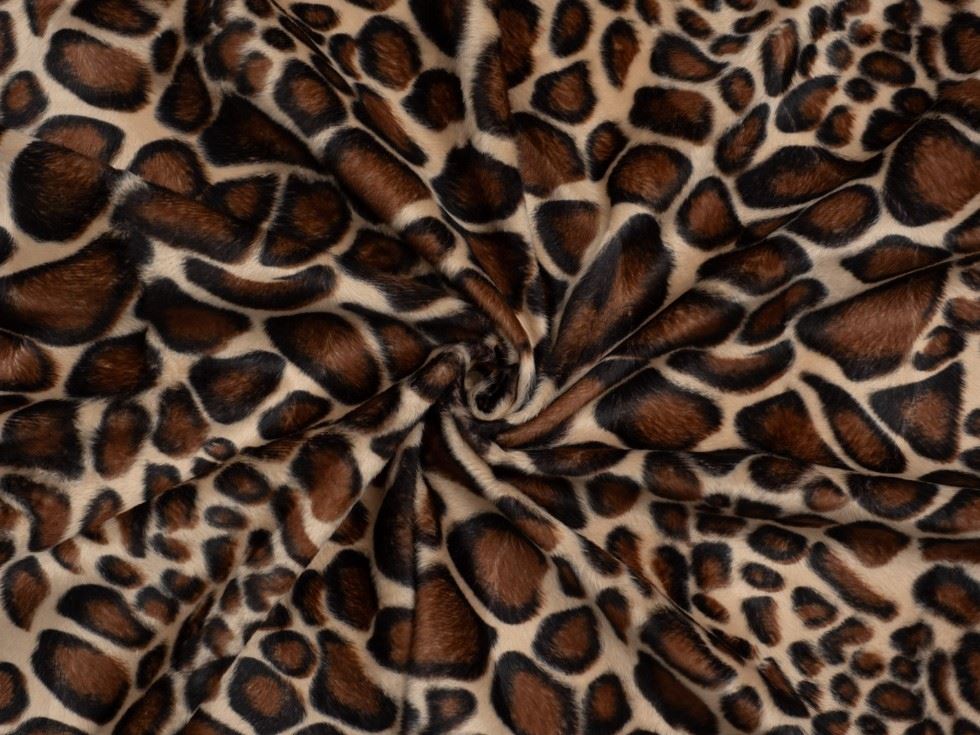 Minerva Core Range Brown Giraffe Velboa Faux Fur Fabric