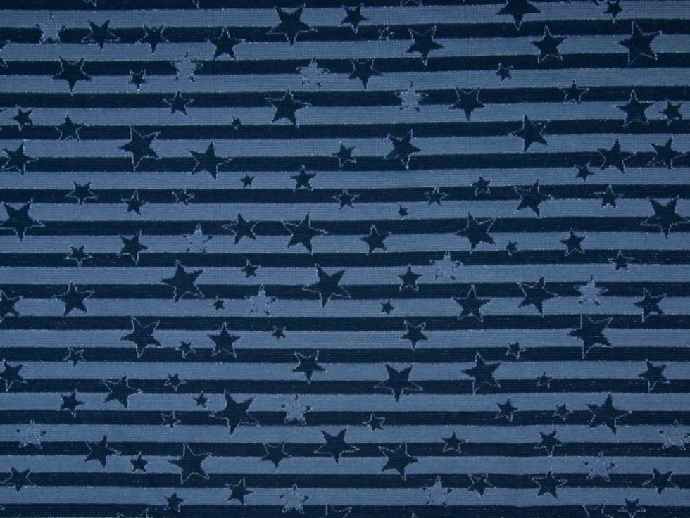 Deadstock Lurex Jacquard Stretch Knit Fabric Navy & Blue
 