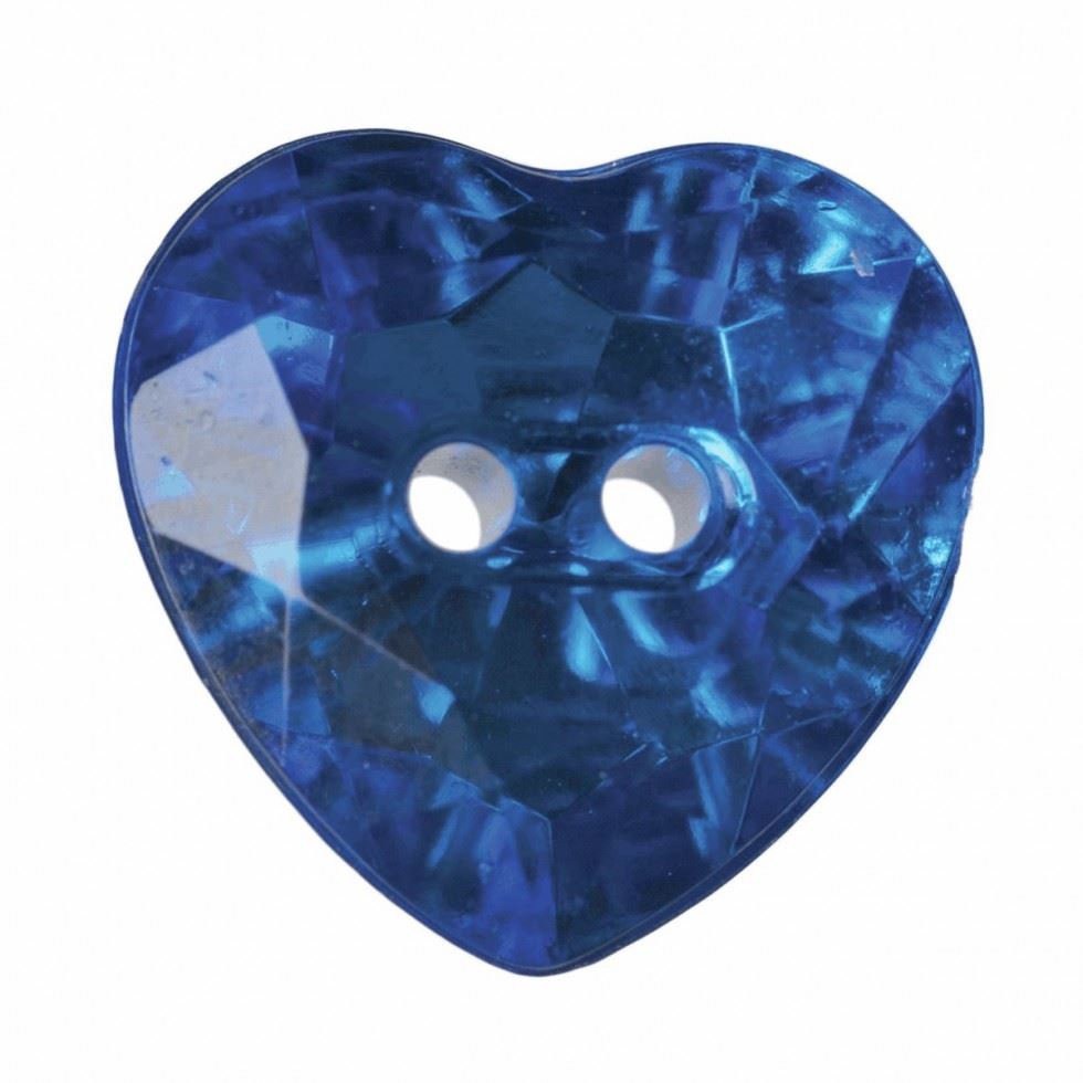 Hemline Royal Blue Heart Faceted Buttons