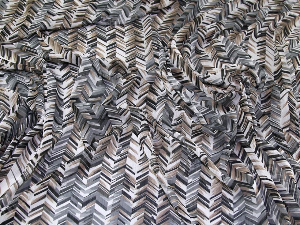 Brown & Grey Deadstock Crinkle Sheer Chiffon Fabric