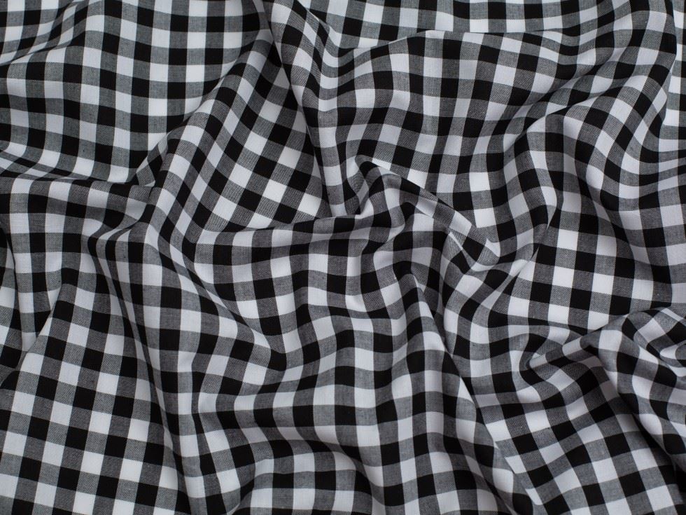 Minerva Core Range Black 3/8 Inch Gingham Check Yarn Dyed Cotton Chambray Fabric
