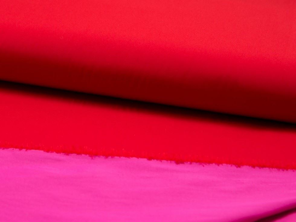Fuchsia & Red Deadstock Reversible Memory Raincoat Coating Fabric