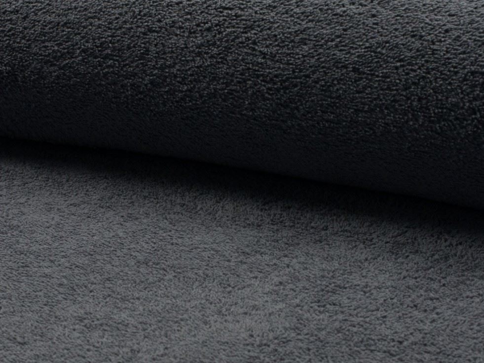 Dark Grey Deadstock Cotton Terry Towelling Fabric