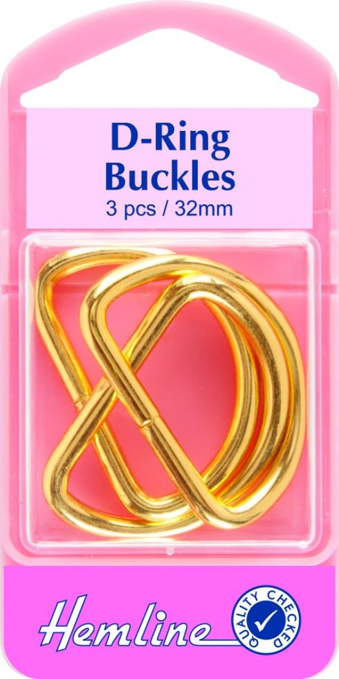 Hemline Brass Gold Metal D Rings
