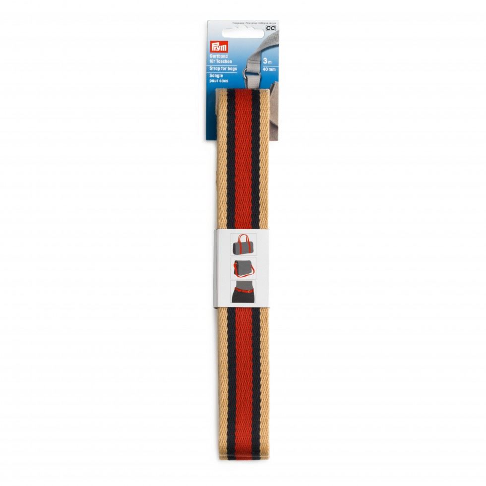 Prym Bag Strap Webbing Beige Blue Red