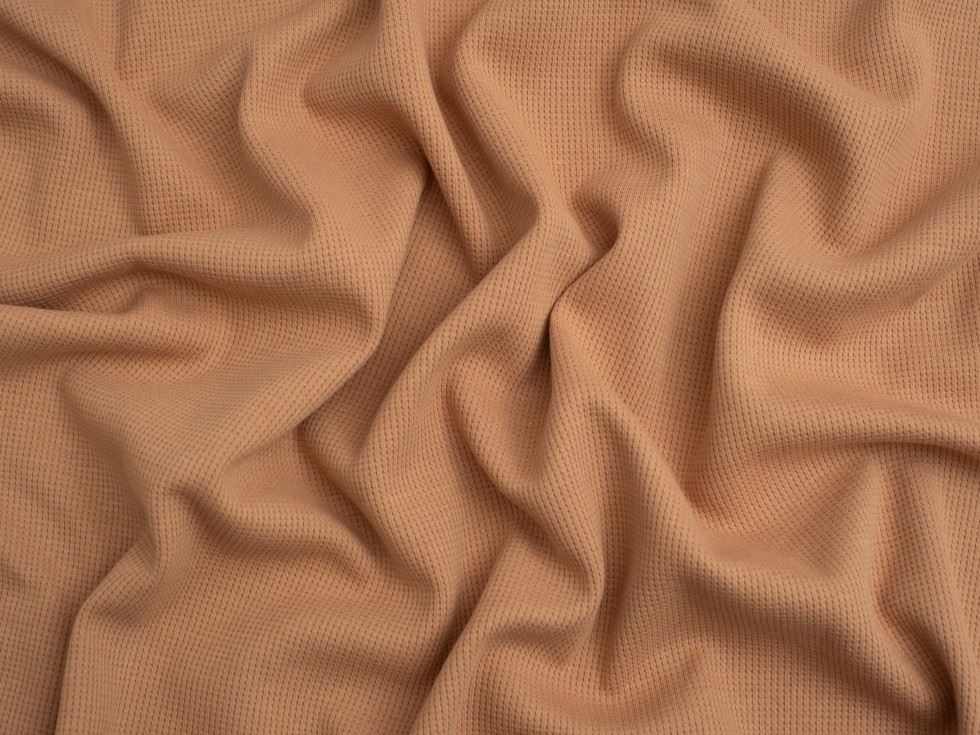 Minerva Core Range Mini Waffle Textured Stretch Knit Fabric Salmon
