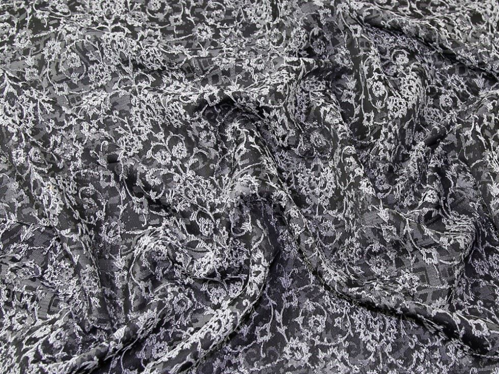 Grey Deadstock Woven Brocade Fabric
