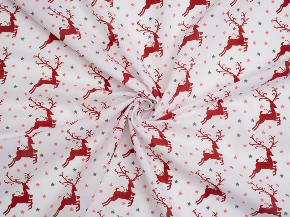 White Printed Polycotton Fabric