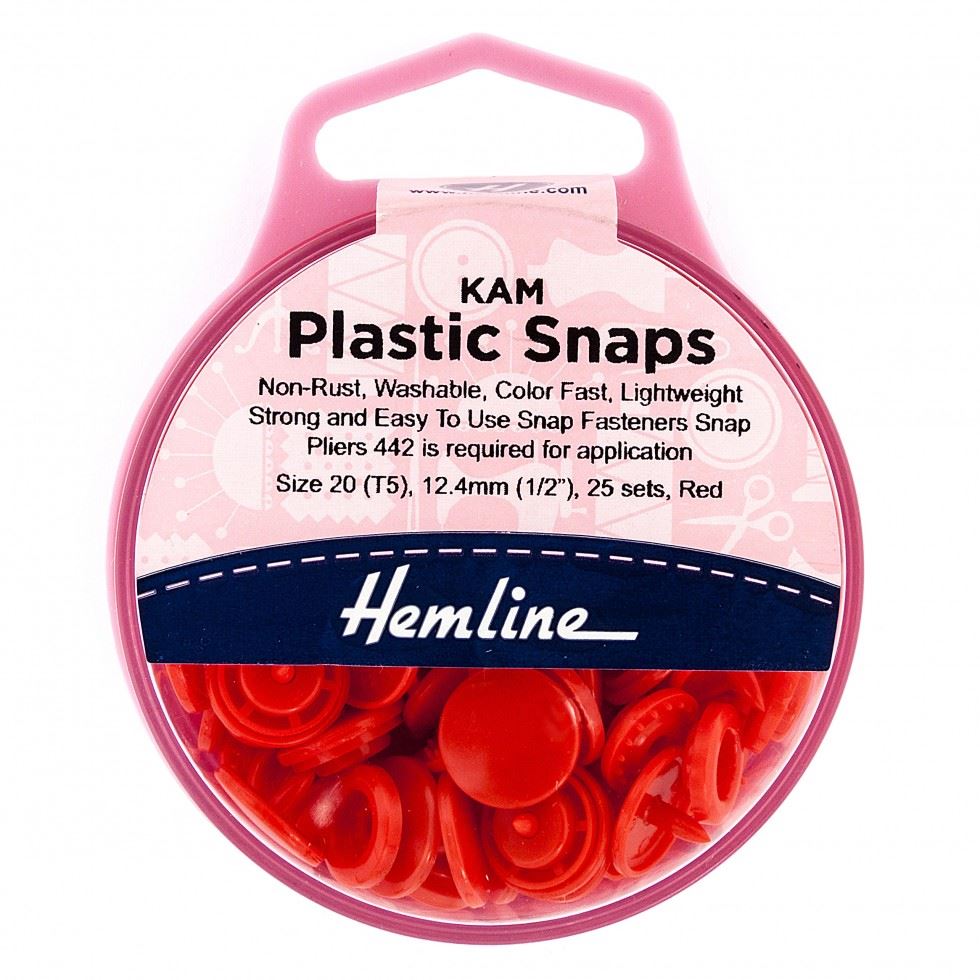 Hemline Red Kam Plastic Snaps