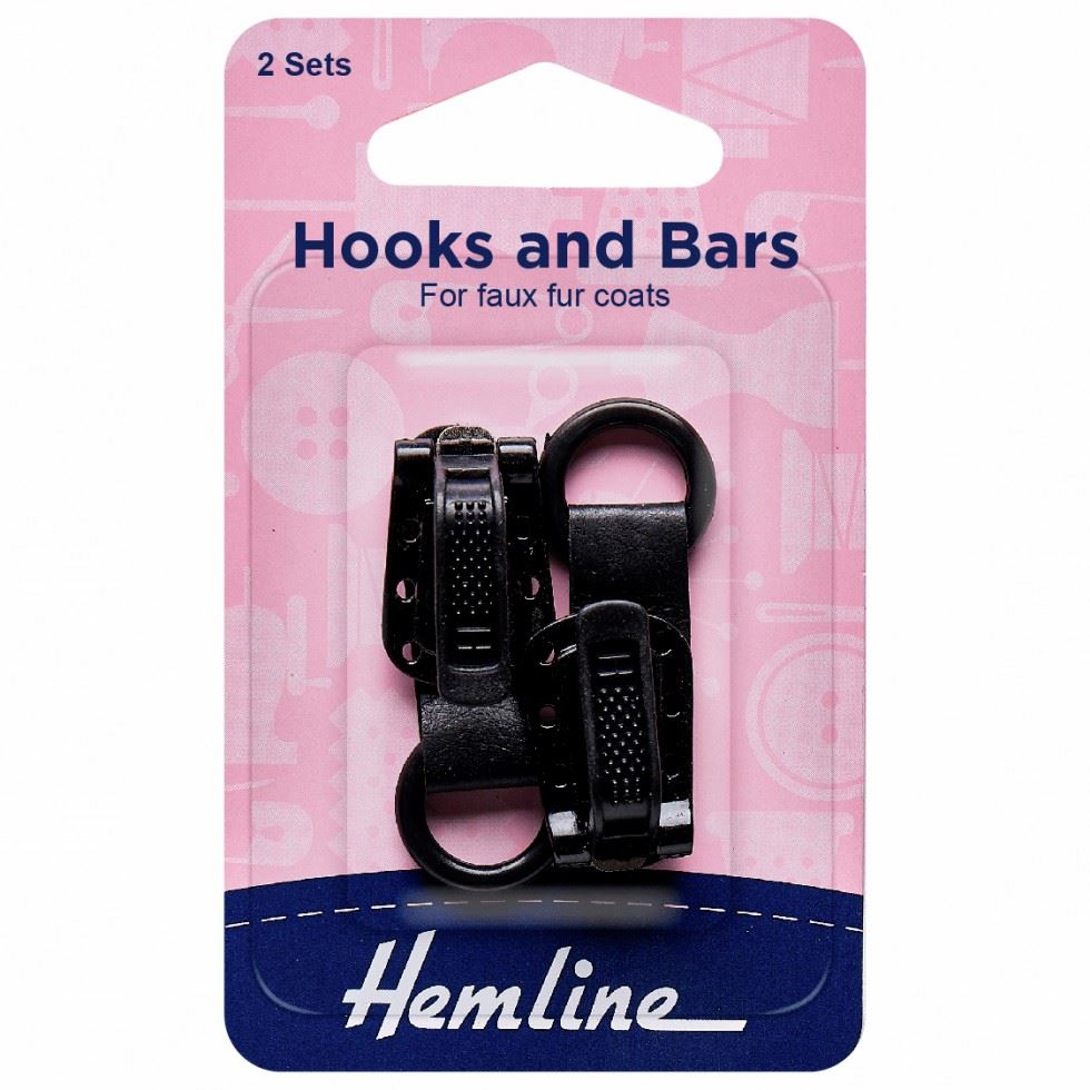 Hemline Black Coat Hook And Bar Fasteners