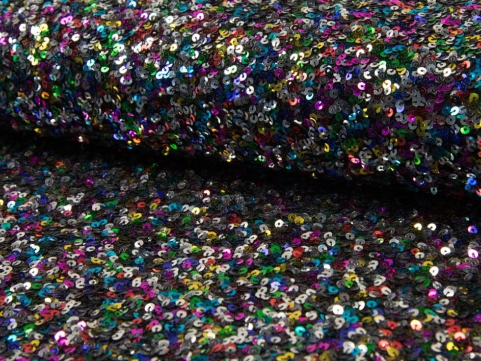 Multicoloured Deadstock Sequin Mesh Fabric
