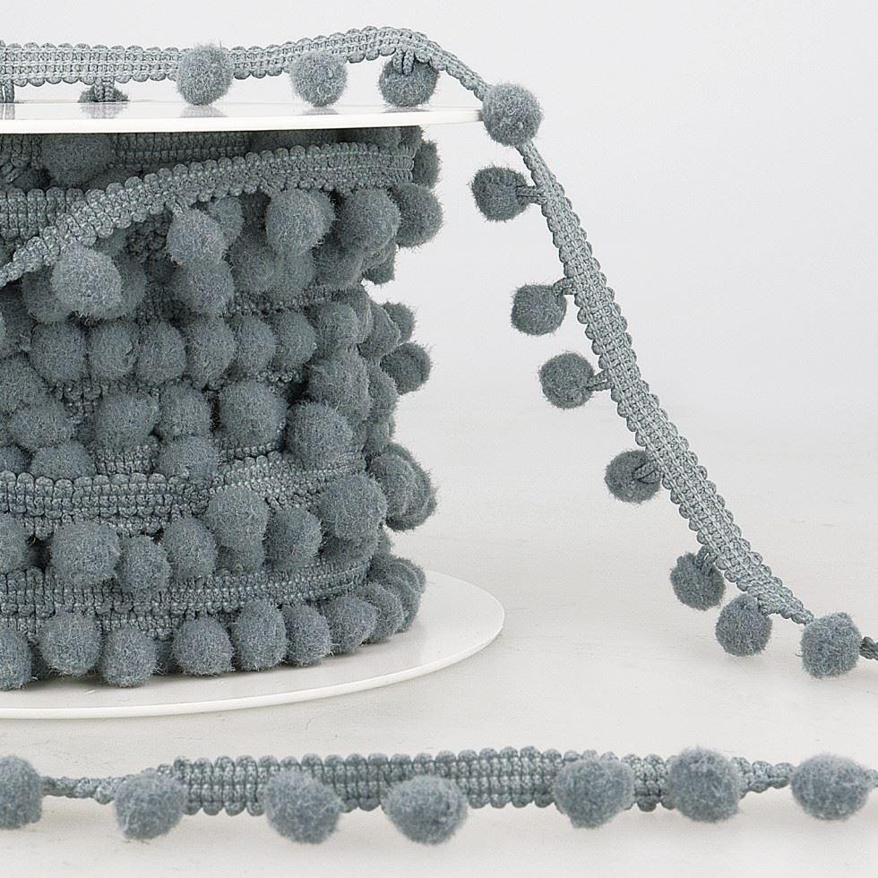 Stephanoise Pom Pom Trim Light Grey