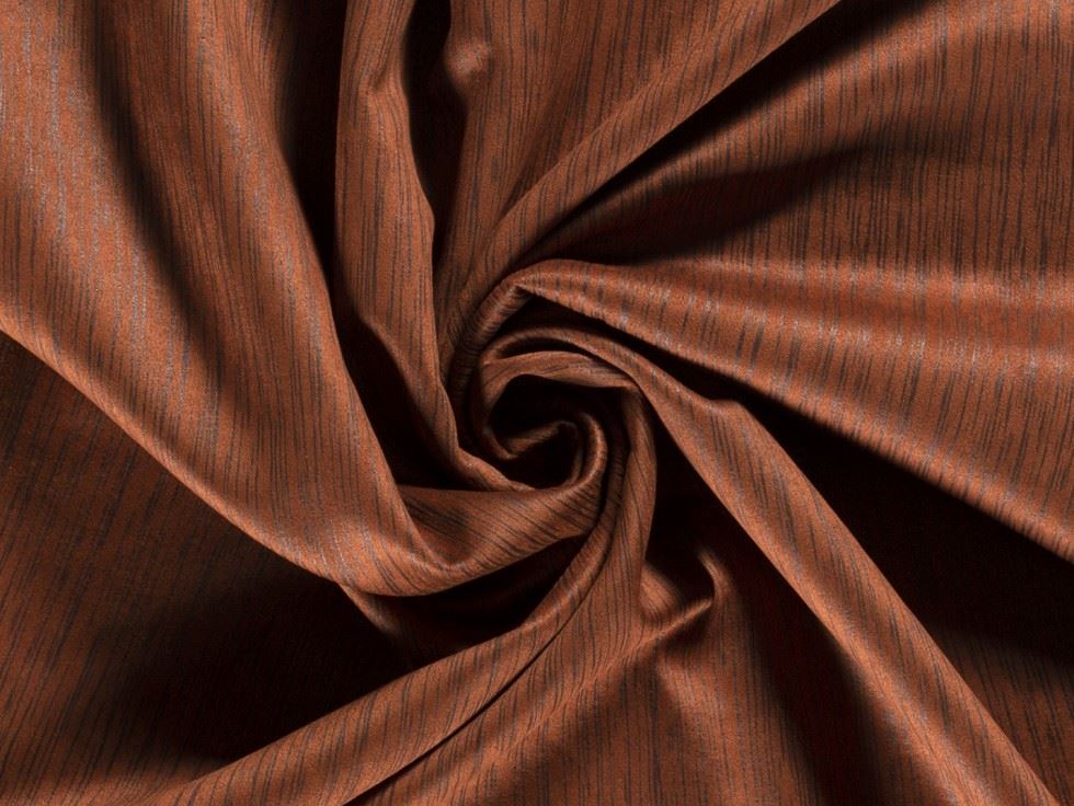 Foiled Faux Suede Stretch Knit Fabric Rust