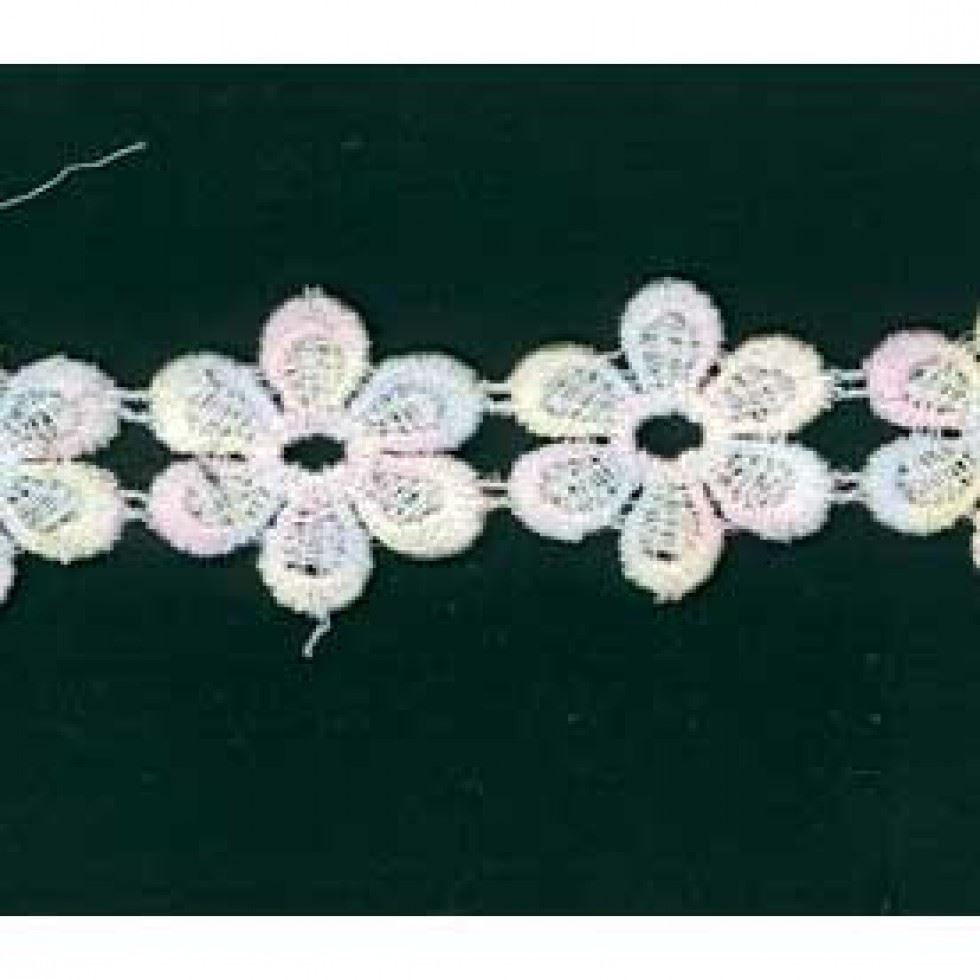 Pastel Multi Daisy Guipure Lace Trim