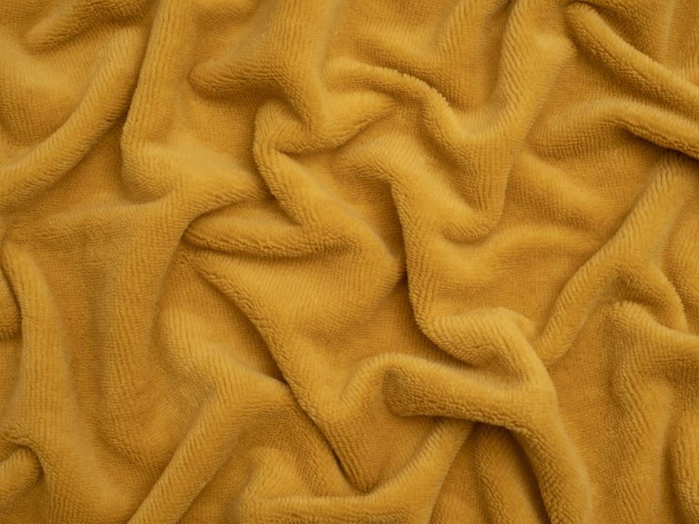 Minerva Core Range Bamboo Cotton Velvet Towelling Fabric Mustard
 