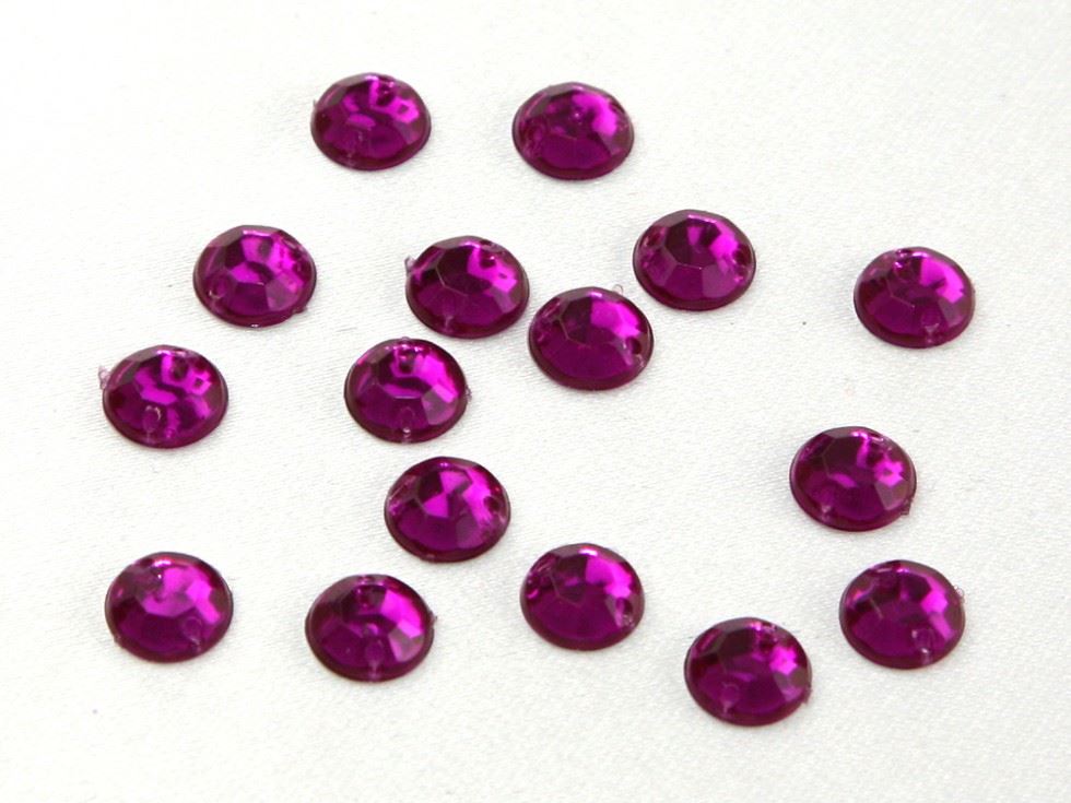 Round Acrylic Jewels Fuchsia Pink
 