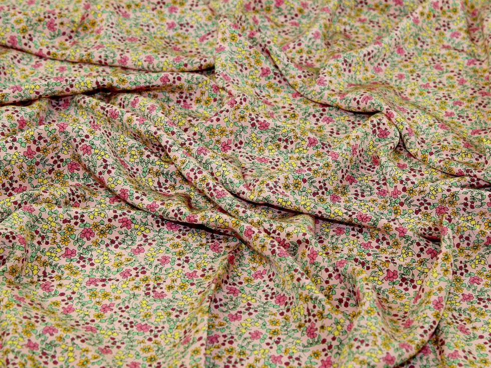 Liberty London Pink Emilias Bloom Kensington Silk Crepe De Chine Fabric