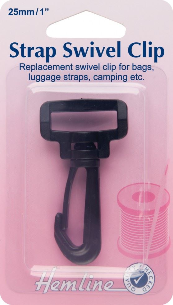 Hemline Black Plastic Swivel Clip Fasteners
