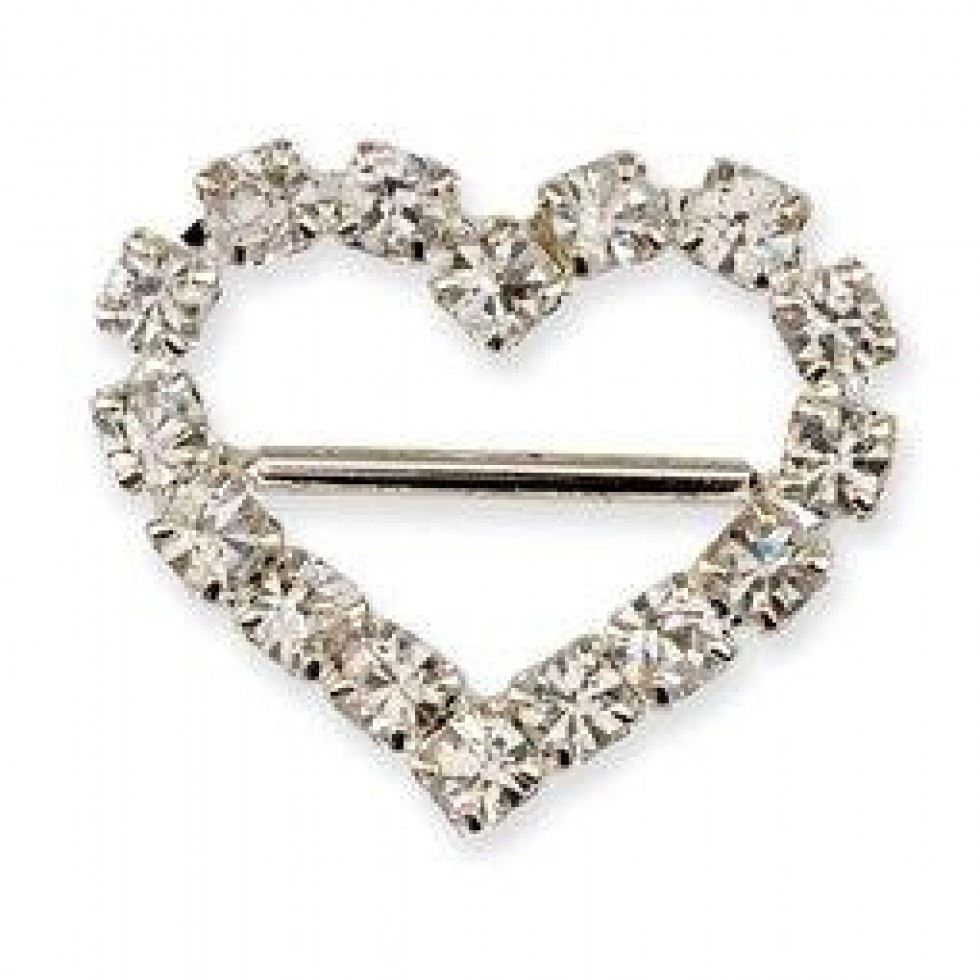 Silver Heart Diamante Buckle