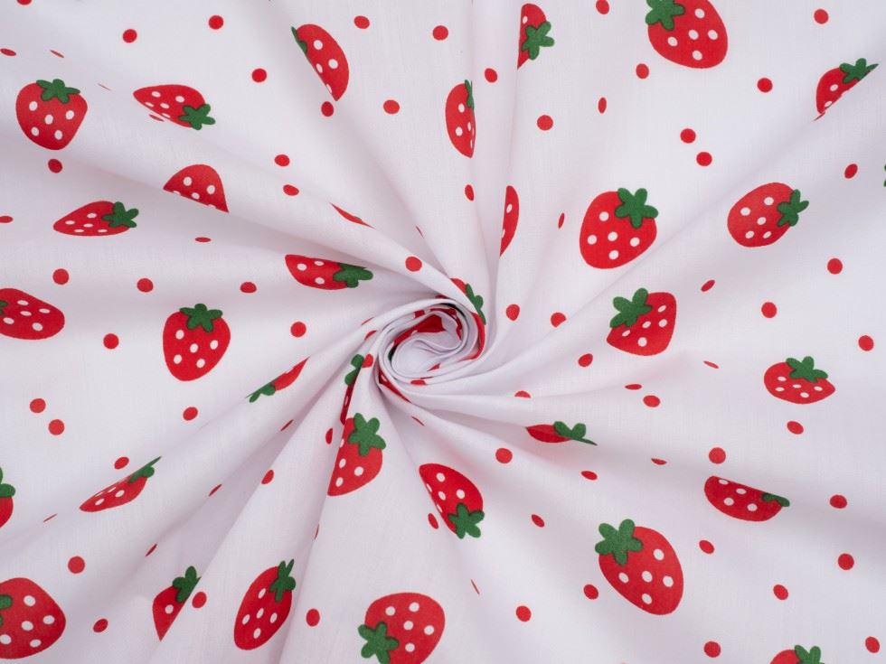 White Printed Polycotton Fabric