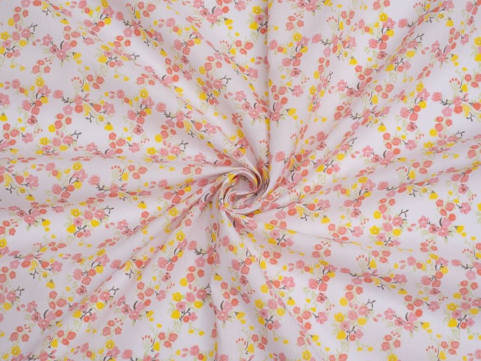 Peach Printed Polycotton Fabric