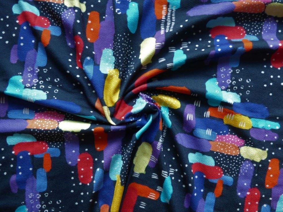 Lady Mcelroy Multicoloured Viscose Crepe Textured Stretch Knit Fabric