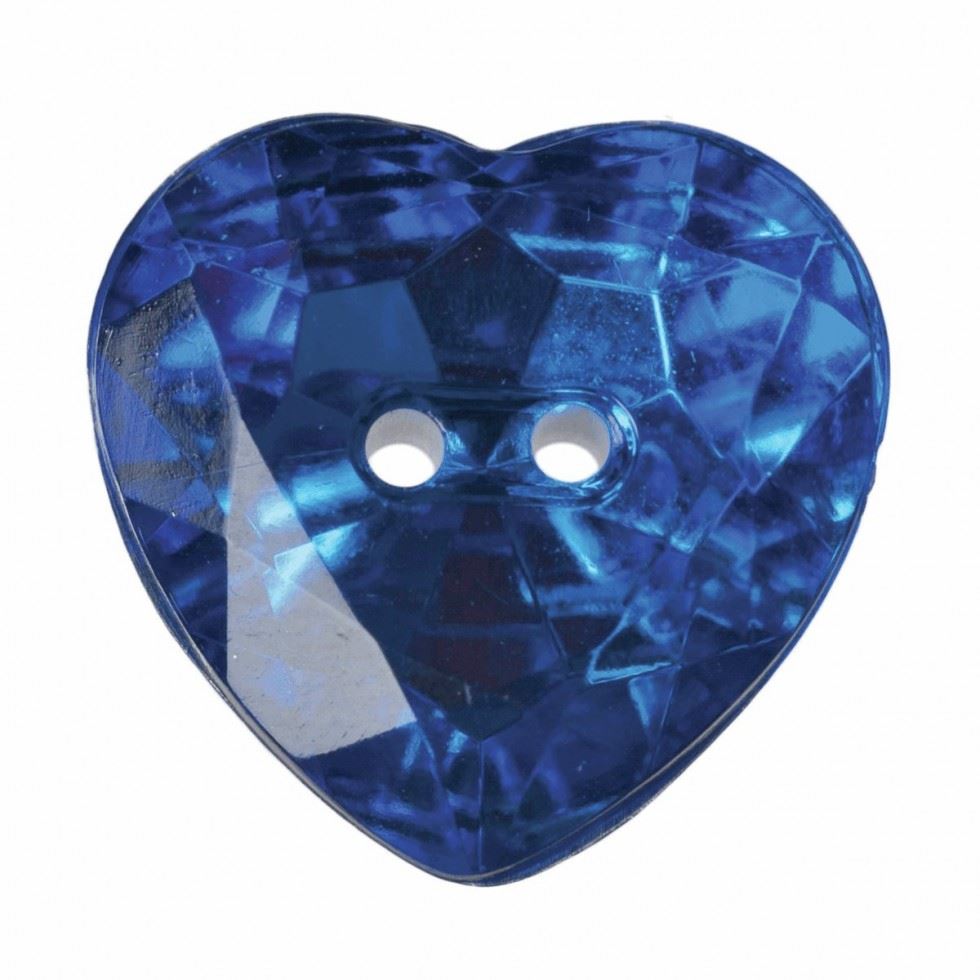 Hemline Royal Blue Heart Faceted Buttons