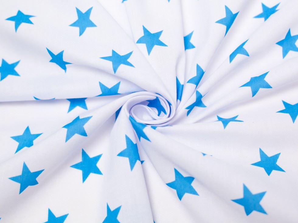 Minerva Core Range Printed Polycotton Fabric White & Turquoise
 