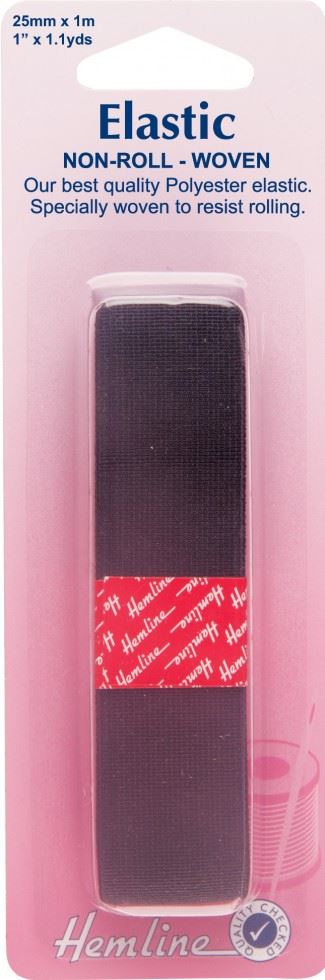 Hemline Black Non Roll Elastic