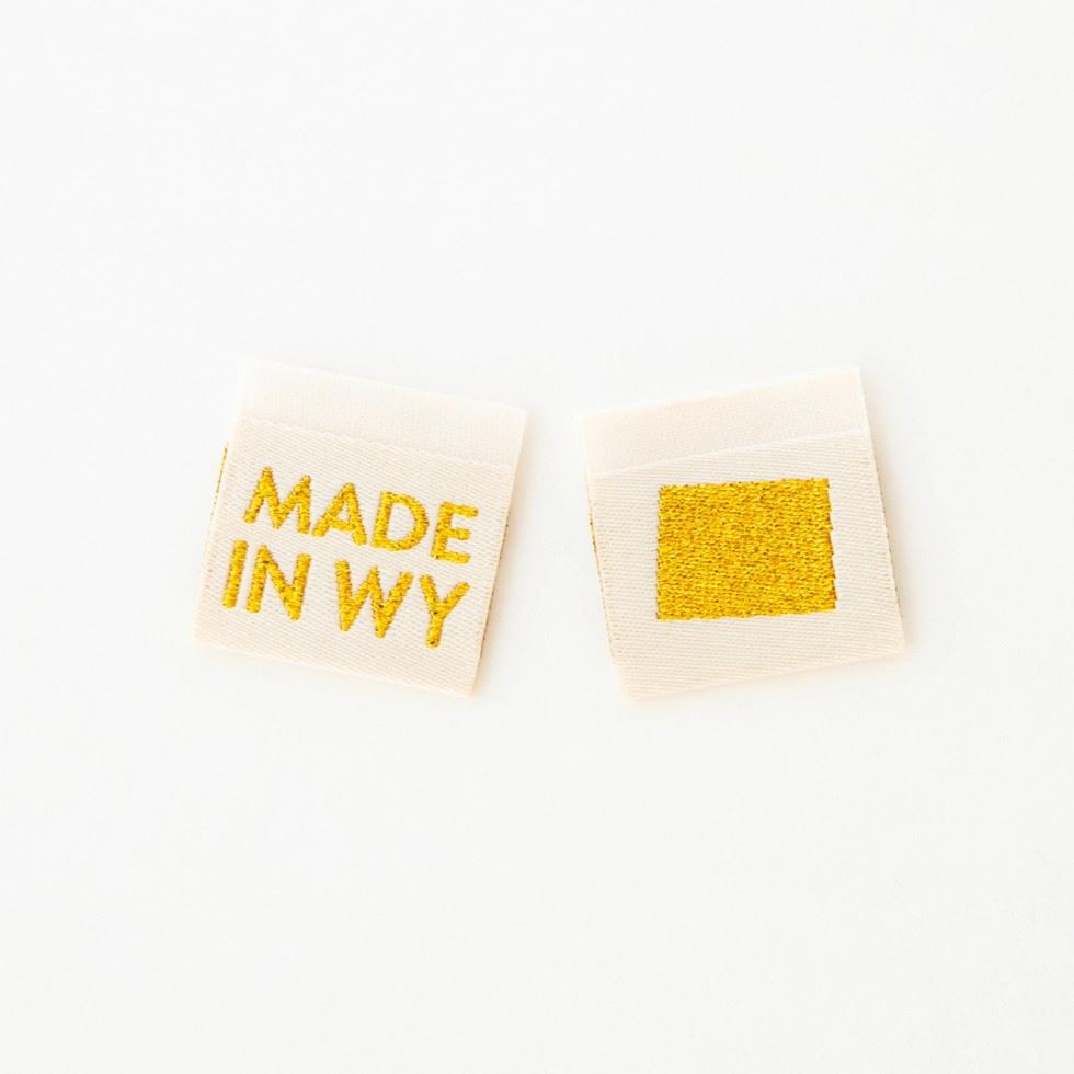 Sarah Hearts Made In My State Gold Woven Labels Wyoming
 