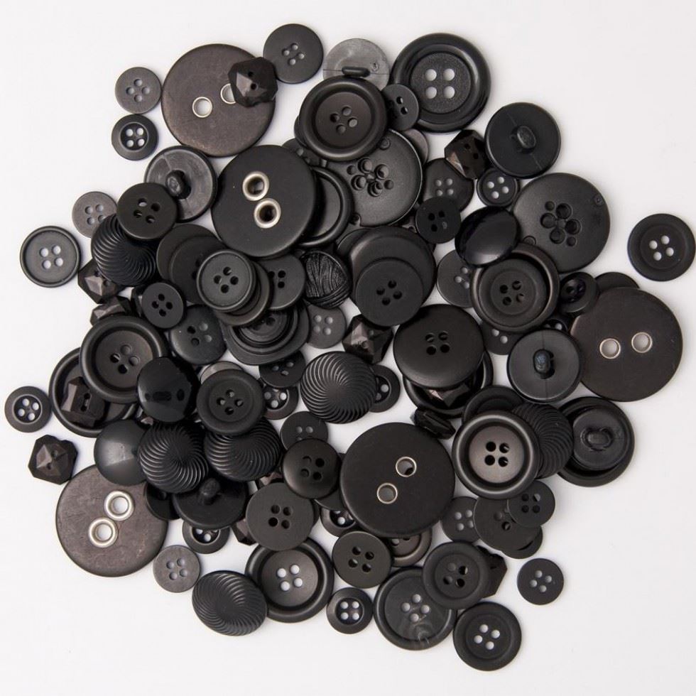 1 Kilo Assorted Buttons Bulk Value Pack Black