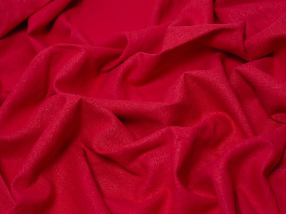 Minerva Core Range Red 100% Linen Slub Fabric