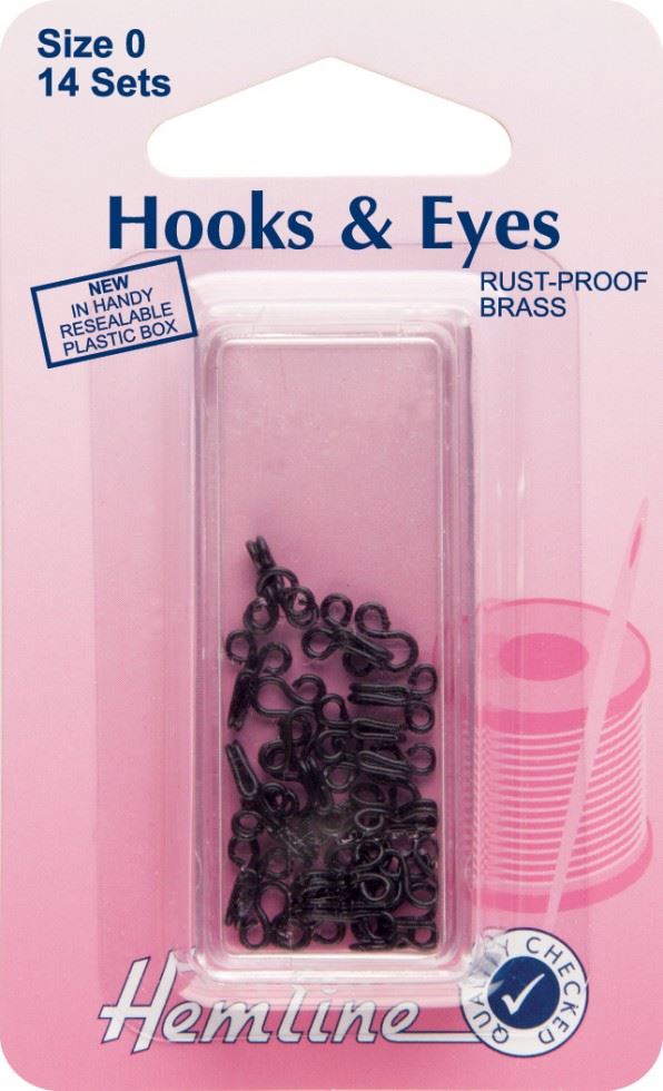 Hemline Black Hook & Eye Fastenings
