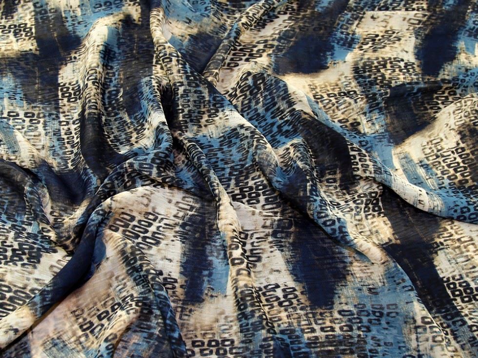 Teal Deadstock Crinkle Sheer Chiffon Fabric