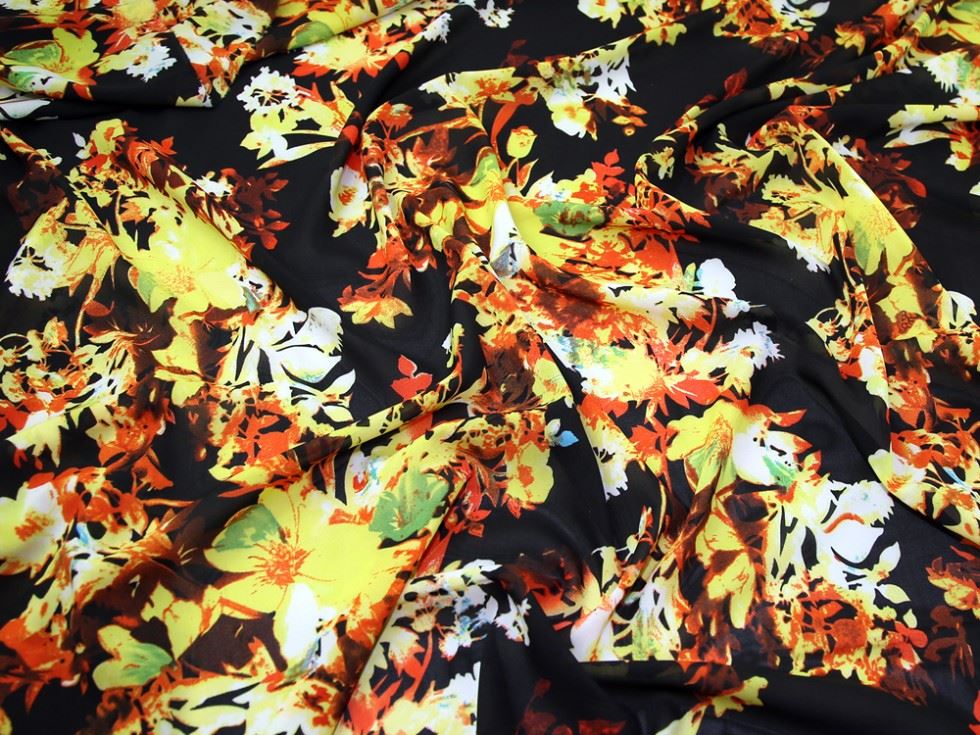 Multicoloured Deadstock Stretch Woven Crepe Fabric