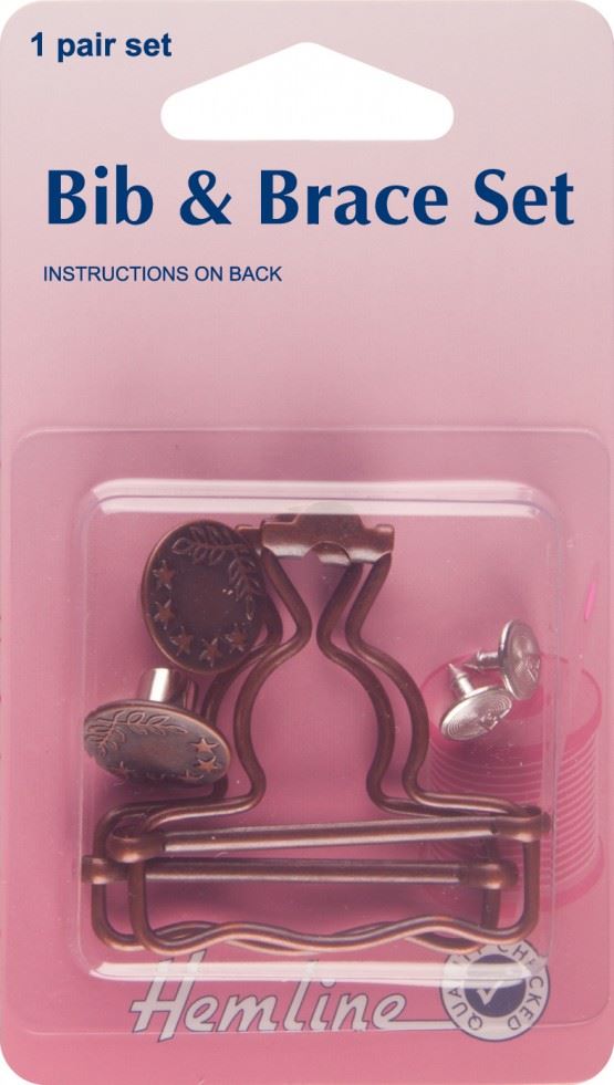 Hemline Bronze Bib & Brace Dungaree Buckles