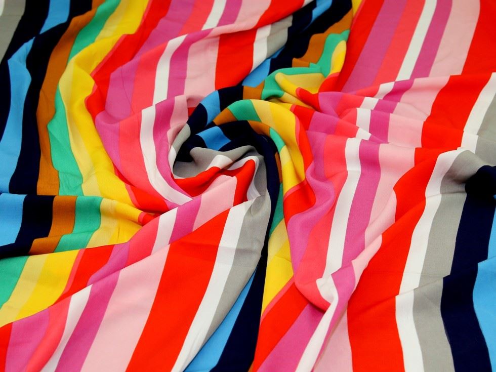 Multicoloured Deadstock Soft Polyester Crepe Fabric