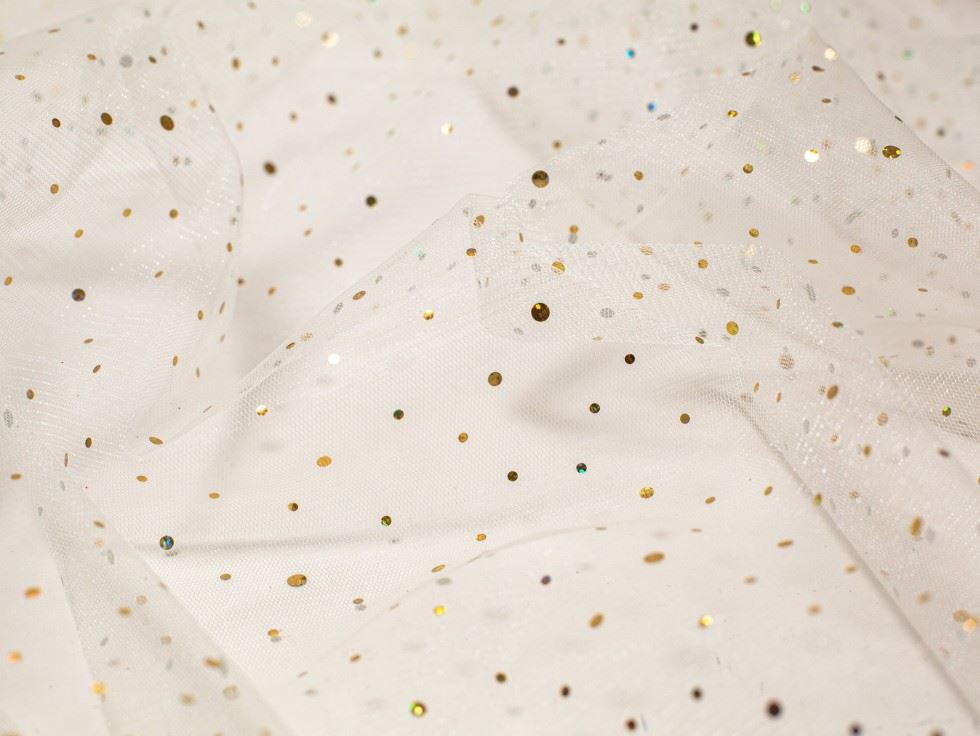 Minerva Core Range Sequin Tulle Net Fabric Ivory
 