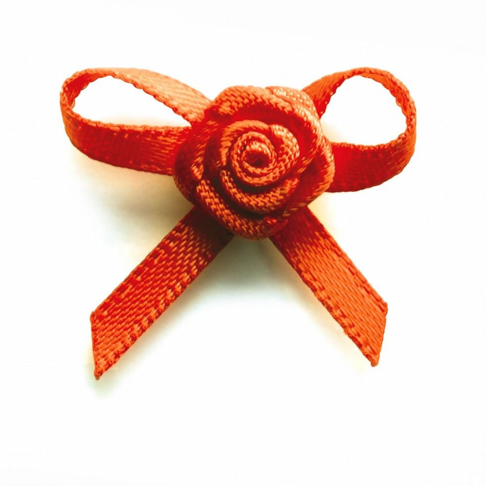 Berisfords 761 Autumn Orange Ribbon Rose Centred Bows