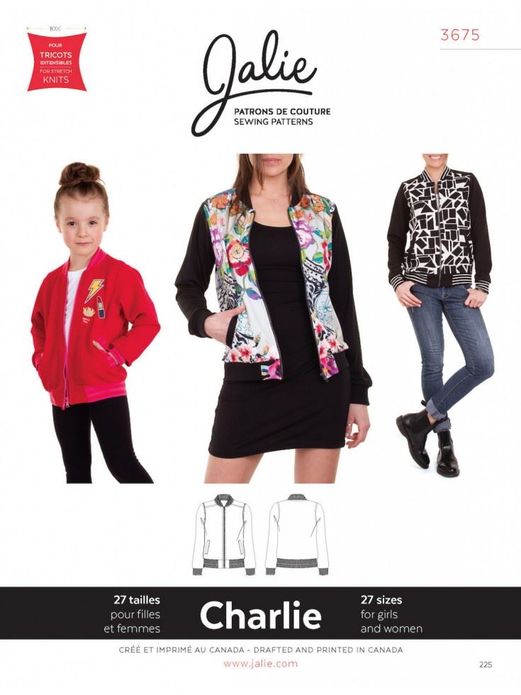Jalie Sewing Pattern 3675 Charlie Bomber Jacket