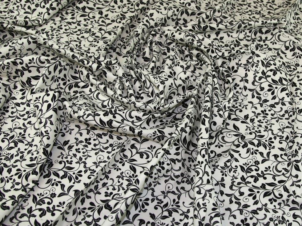 John Louden Ivory Black 100% Cotton Fabric
