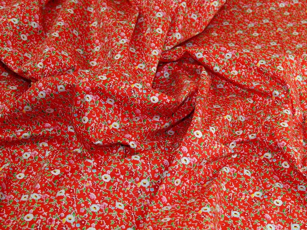Red Deadstock 100% Cotton Fabric