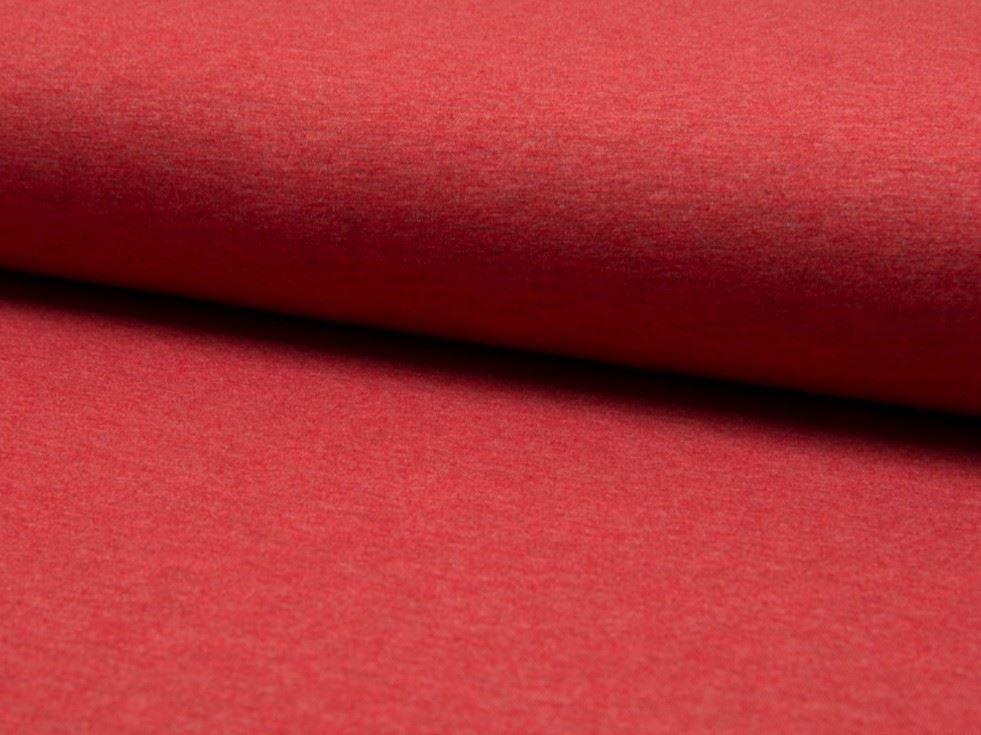 Red Deadstock Melange Cotton Jersey Stretch Knit Fabric
