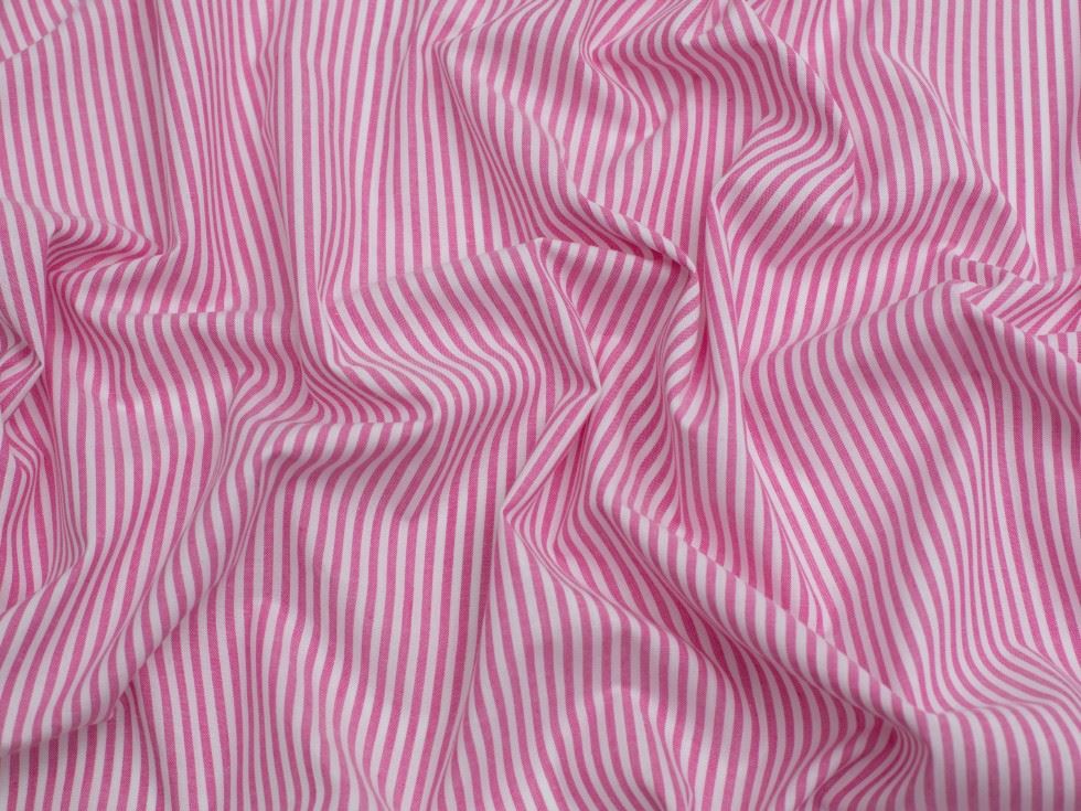 Minerva Core Range Fuchsia Stripe Yarn Dyed Cotton Chambray Fabric