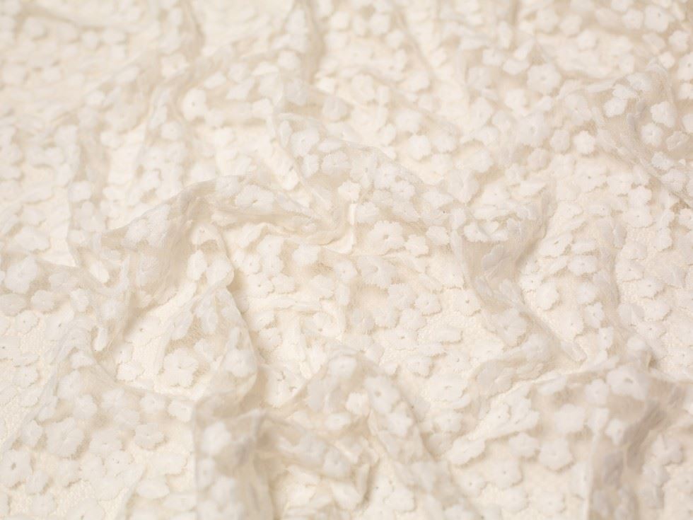 Minerva Core Range Ivory Molly Embroidered Lace Fabric