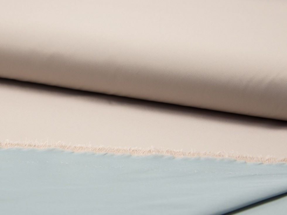 Dusty Blue & Blush Deadstock Reversible Memory Raincoat Coating Fabric