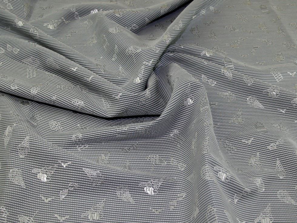 Grey Deadstock Metallic Woven Jacquard Fabric